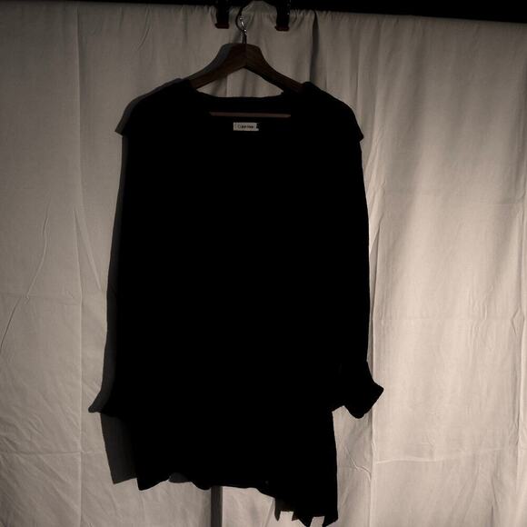 Calvin Klein Black Tunic White dots Pullover Top Asymmetric Hem - Picture 16 of 16